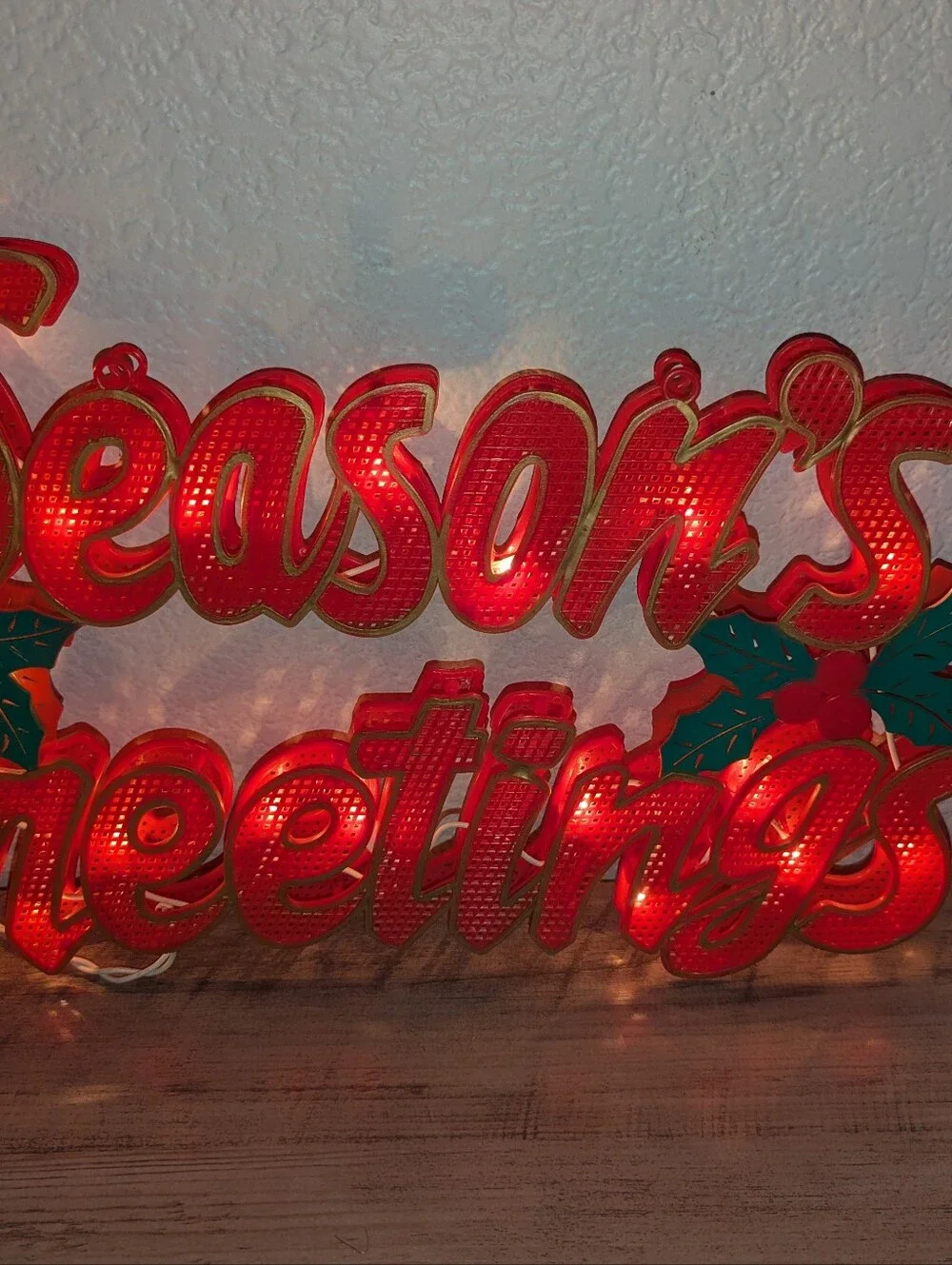 VINTAGE  Plastic Seasons Greetings  Lighted Electric Christmas Decoration Sign